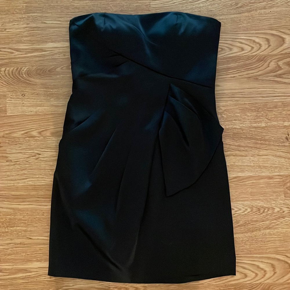black strapless mini dress